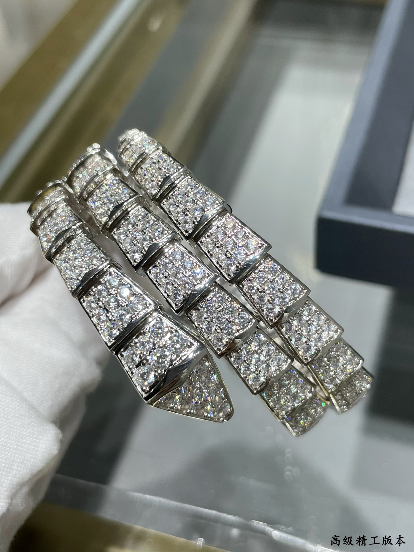 b*l*ai wide version three circles full Di*m*nd snake bracelet