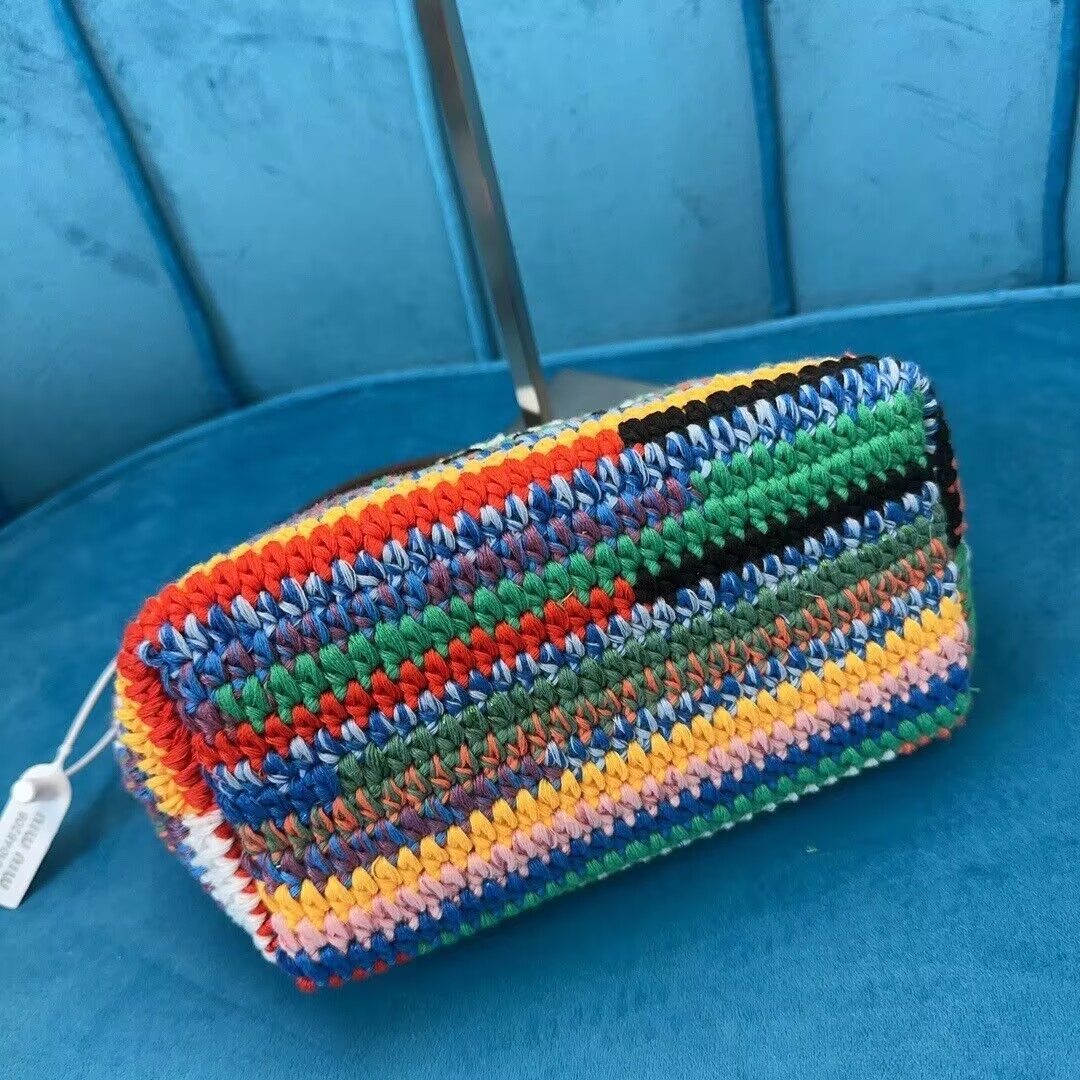 Miu Miu Multicolored Crochet Pouch 19x14x10cm