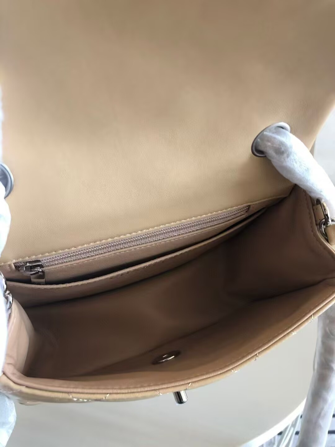 Ch*el mini classic handbag lambskin & silver-tone metal 13.5x 17x8cm