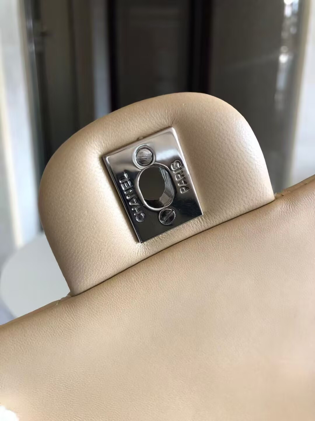 Ch*el mini classic handbag lambskin & silver-tone metal 13.5x 17x8cm