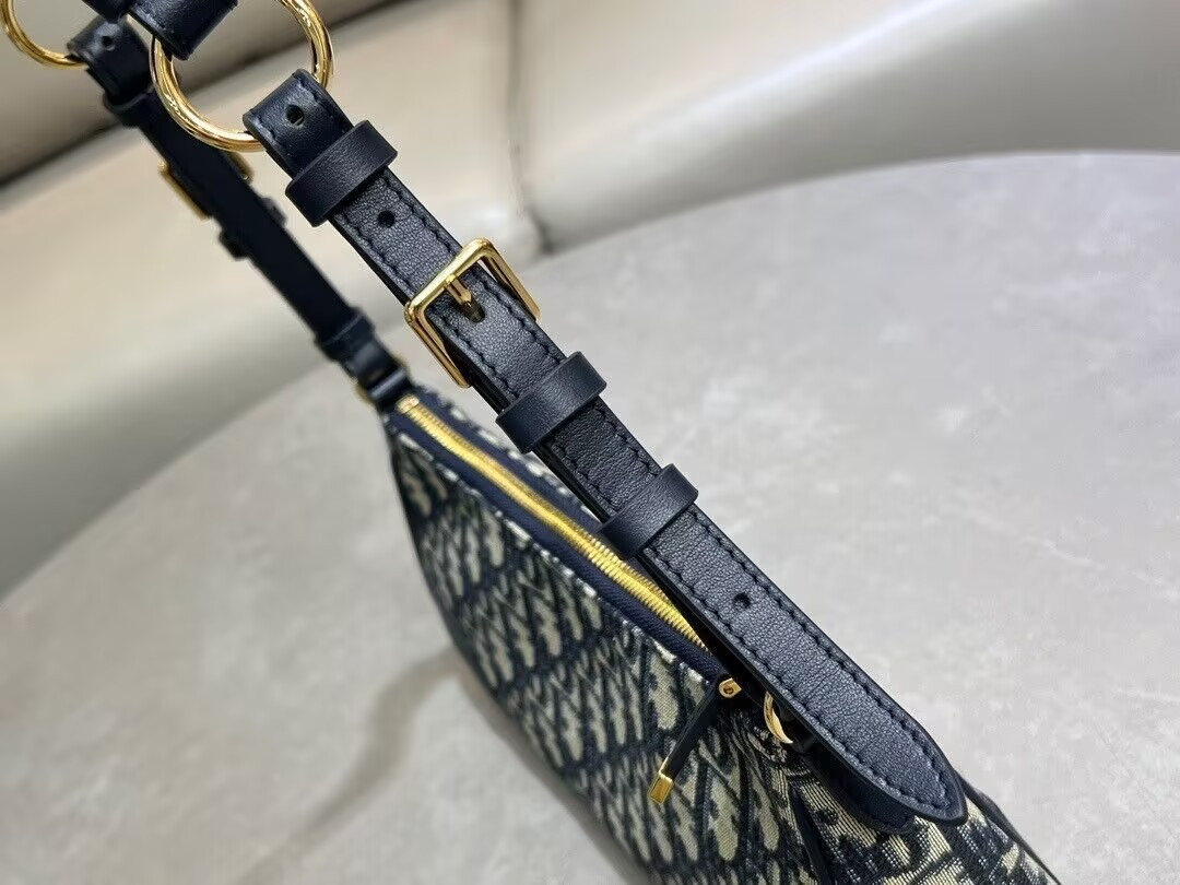 D*or 30 montaigne wanderlust mini bag blue D*or oblique jacquard and smooth calfskin 26x12x7cm