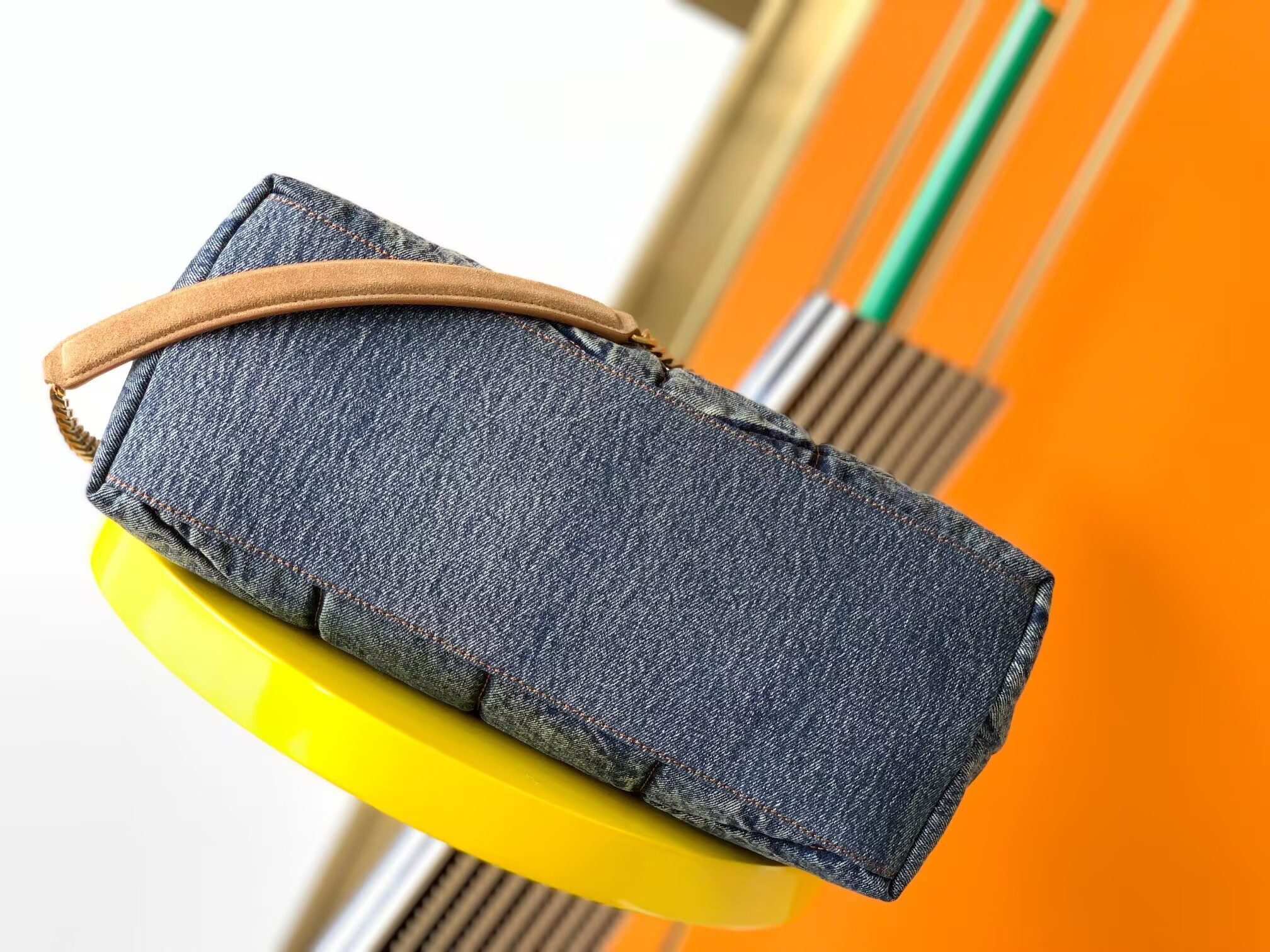 Y*L puffer in suede and denim 35x23x13.5cm