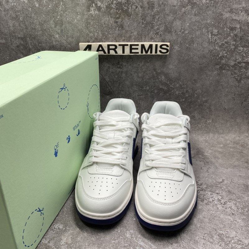 OFF-WHITE Out Of Office OOO Low Tops White White Navy Blue