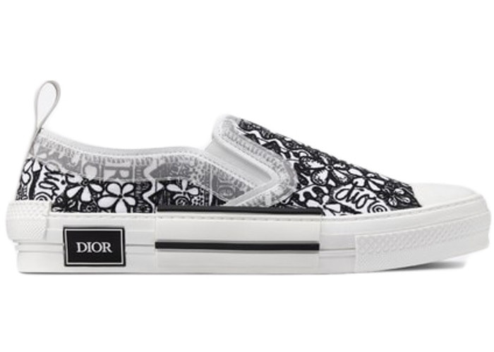 D*or and shawn b23 slip on black white embroidery