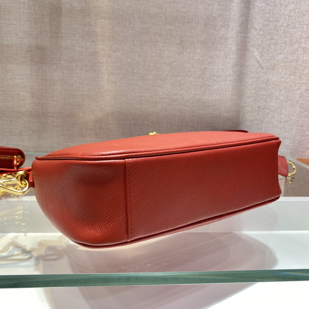 Pra*a re-edition 2005 saffiano leather bag red