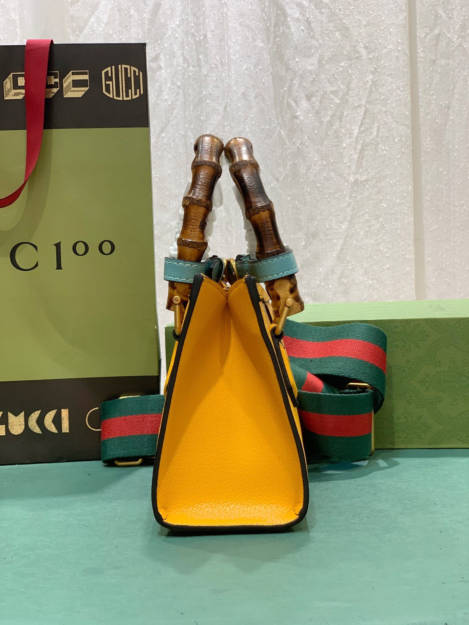 G*u*i diana mini tote bag orange 20w x 16h x 10d cm