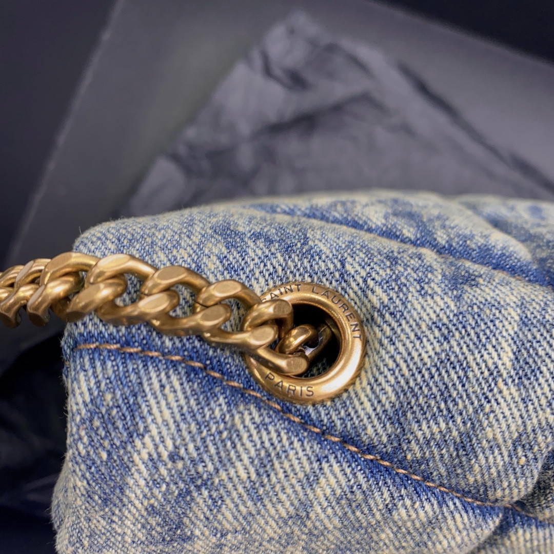 Y*L puffer in suede and denim light blue 23 x 15.5 x 5.8 cm