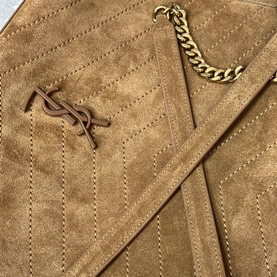 Y*L niki medium shopping in suede brown 12.9 x 10.6 x 4.5 inches