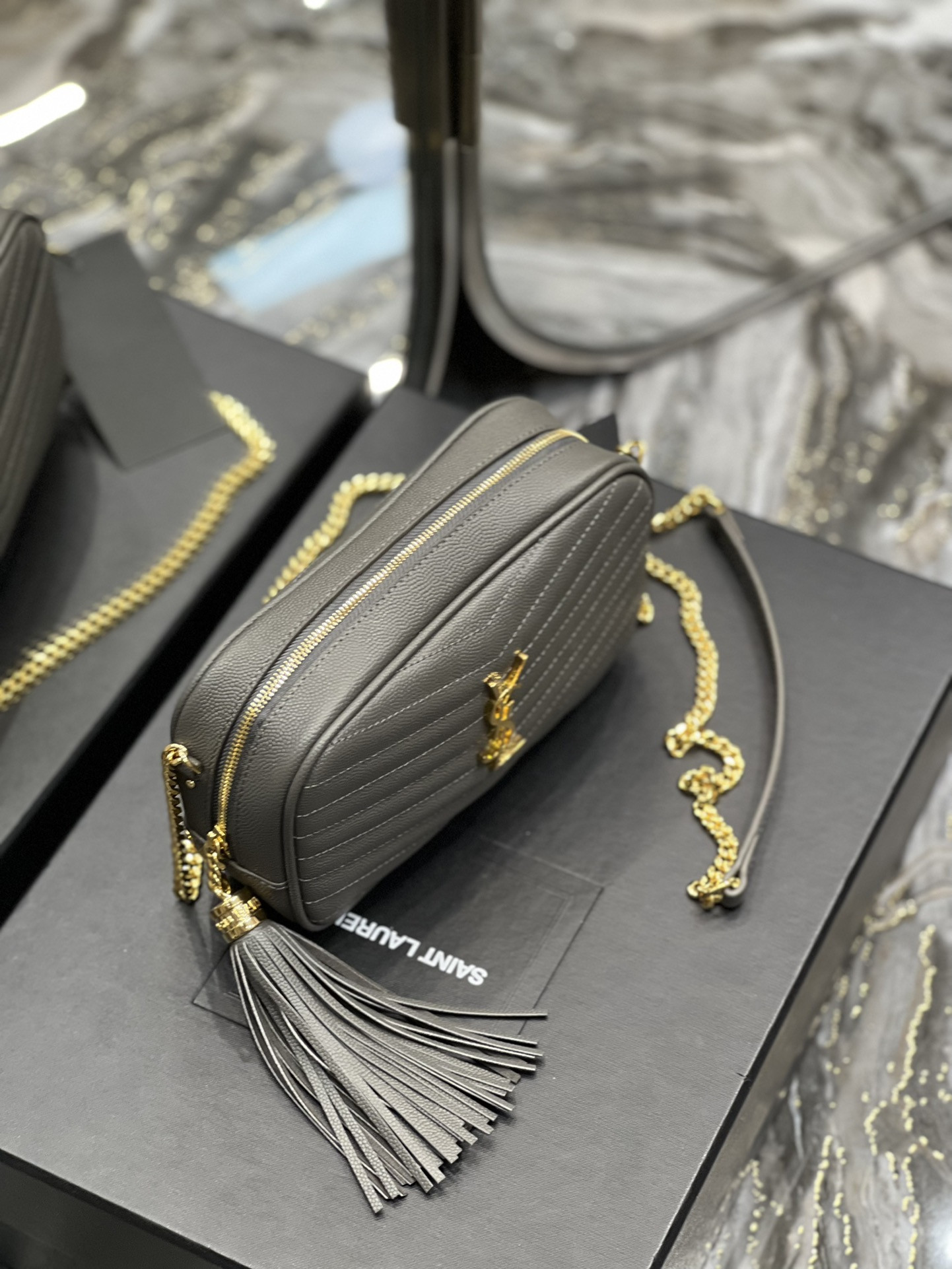 Y*L mini lou in quilted leather 7.5 x 4.1 x 2 inches