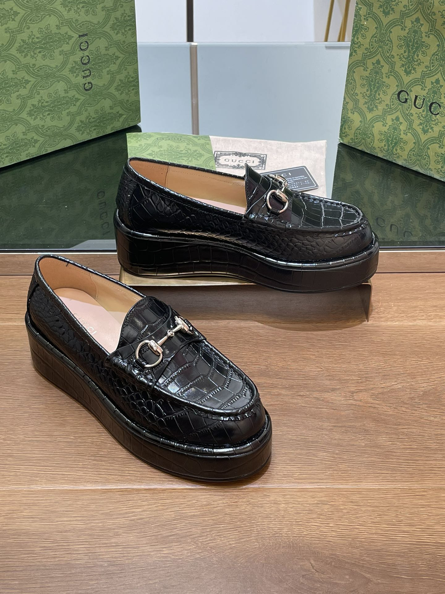 ua G*u*i horsebit wedge loafer