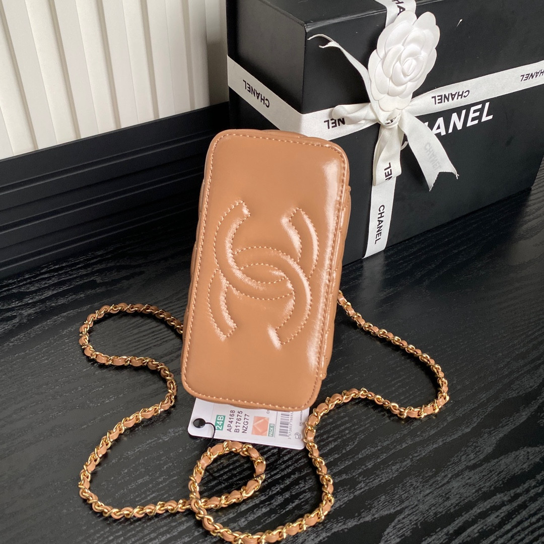 Ch*el clutch with chain 9.5x 17x 8cm