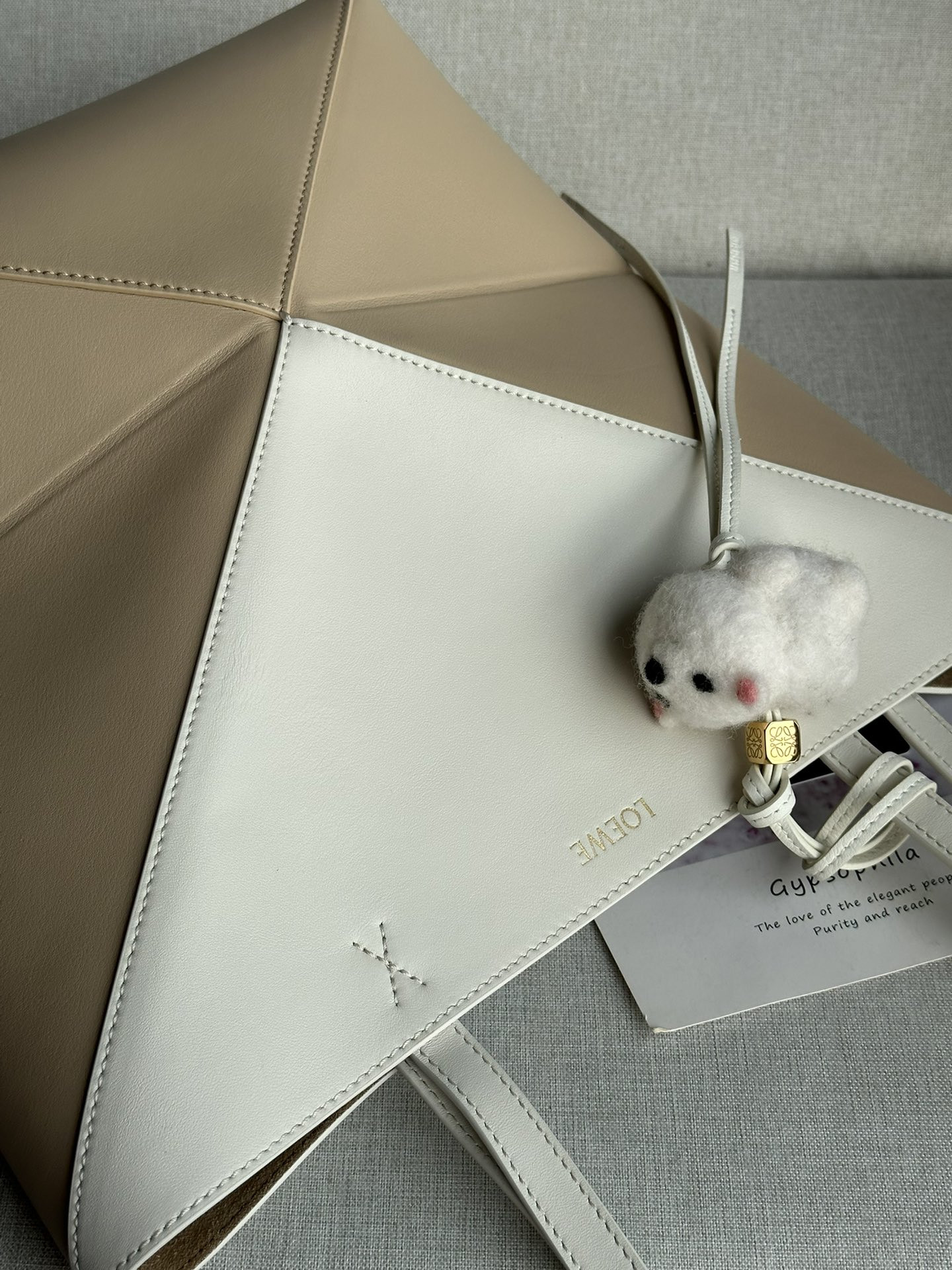 L0ew* medium puzzle fold tote in shiny calfskin 25.5x14.5x31.5cm