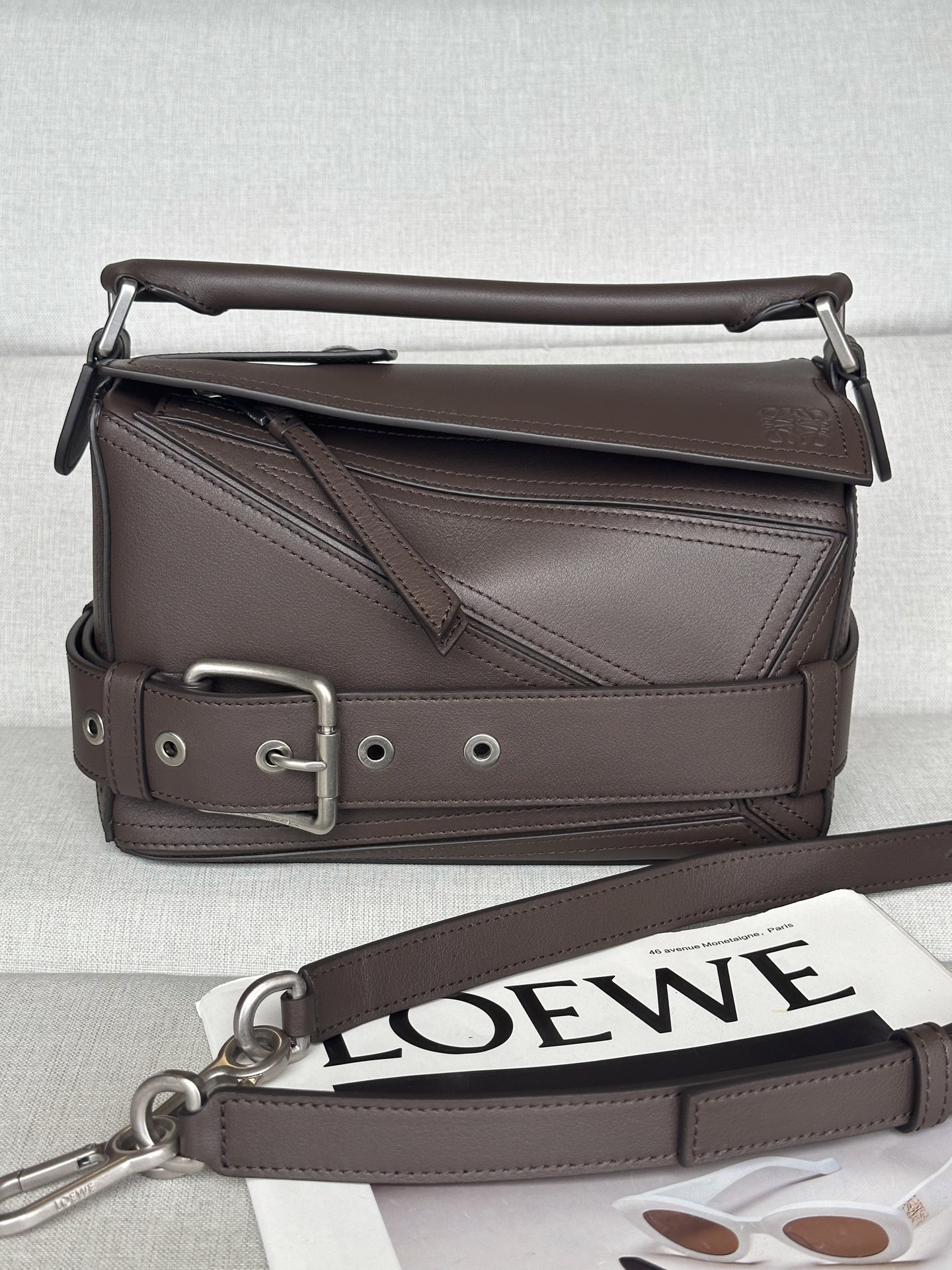 L0ew* small puzzle biker bag in shiny calfskin 16.5x24x10.5cm